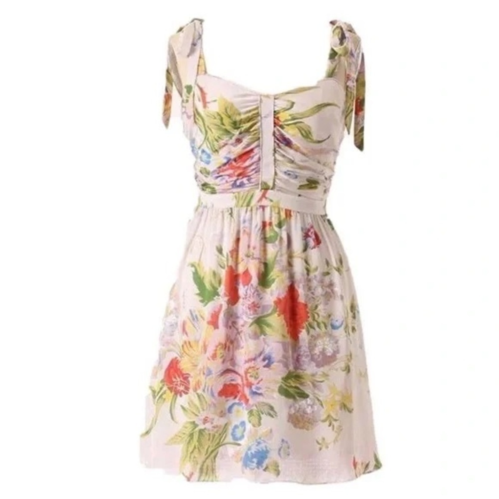 Anthro LEIFSDOTTIR Summer Twilight Floral Silk Dress - Picture 2 of 15